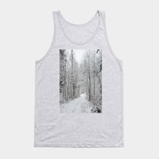 Snow Covered Trees Line The Path Tank Top